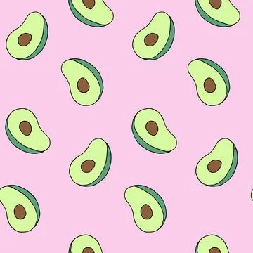 Seamless pattern with avocado fruit. Vegan food, good nutrition, healthy eating. Stock Illustration