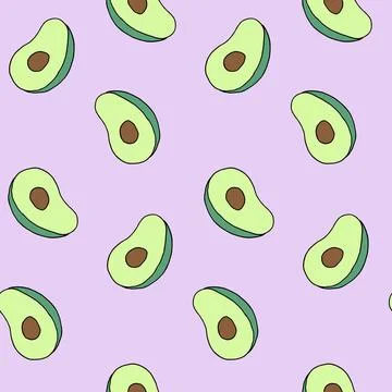 Seamless pattern with avocado fruit. Vegan food, good nutrition, healthy eating Stock Illustration