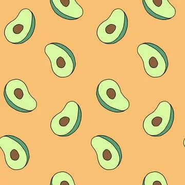 Seamless pattern with avocado fruit. Vegan food, good nutrition, healthy eating. Stock Illustration