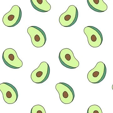 Seamless pattern with avocado fruit. Vegan food, good nutrition, healthy eating Illustrazione stock