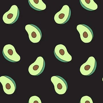 Seamless pattern with avocado fruit. Vegan food, good nutrition, healthy eating Stock Illustration