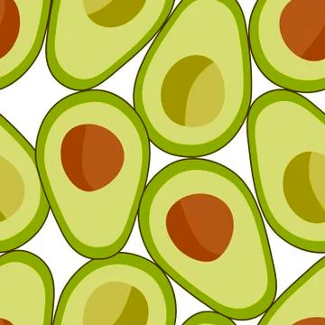 Seamless pattern avocado fruit on a white background. Stockillustratie