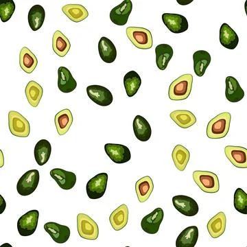 Seamless pattern of avocado fruits. fruit pattern, veganism, healthy food. Stock Illustration