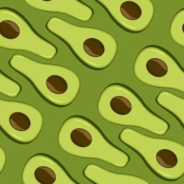 Seamless pattern with avocado. Healthy vegan food. Stock Illustration