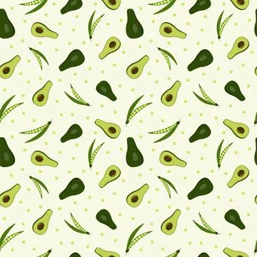 Seamless pattern with avocado. Healthy vegan food. Stock Illustration