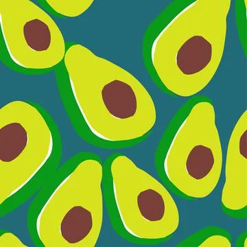 Seamless pattern with avocado illustrations in minimalism style Illustrazione stock
