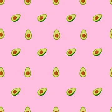 Seamless pattern with avocado on a pink background Stockillustratie