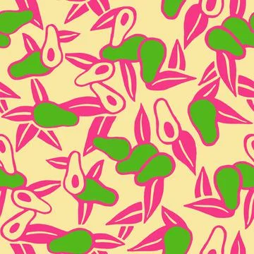 Seamless pattern of avocado pink with green Stock Illustration