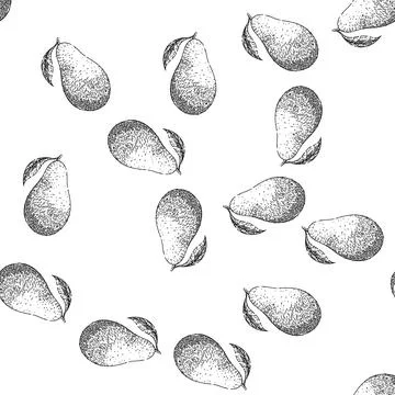 Seamless pattern avocado ripe sketch hand drawn illustration Stock Illustration