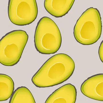 Seamless pattern with avocados. Half avocado? pattern. Food background. Wallp Illustrazione stock