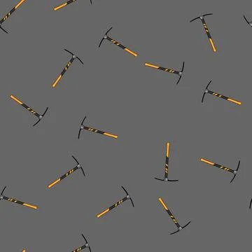 Seamless pattern axe pickaxe cartoon vector Stock Illustration