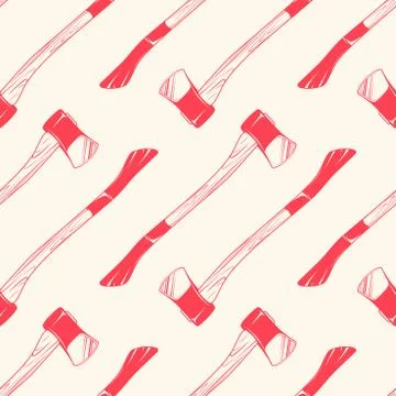 Seamless pattern with axes vintage style, vector illustration for backgrounds Stock Illustration