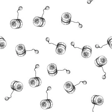 Seamless pattern axle yo yo sketch hand drawn Illustrazione stock
