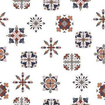 Seamless Pattern azulejo floor tiles. Abstract geometric background. Vector Stock Illustration