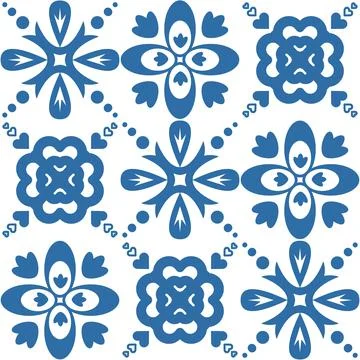 Seamless pattern Azulejo mosaic tile, traditional ornament for wall decoratio Ilustración de archivo