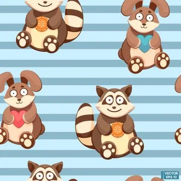 Seamless pattern of baby animals Иллюстрация