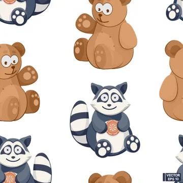 Seamless pattern of baby animals Stock Illustration