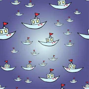 Seamless pattern with baby boat. Stock Illustration