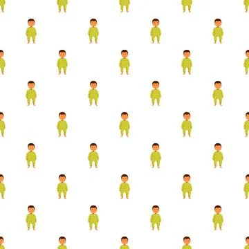 Seamless pattern with baby boy in green pajamas イラスト素材