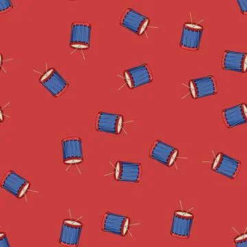 Seamless pattern baby drum toy cartoon vector Stockillustratie