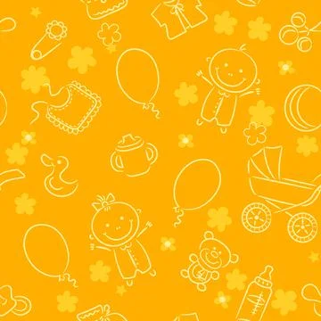Seamless pattern with baby elements Stock Illustration