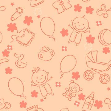 Seamless pattern with baby elements Stock Illustration
