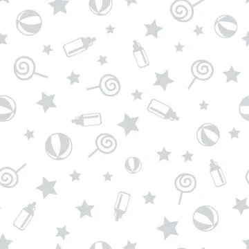 Seamless Pattern with Baby Elements. Vector illustration Stock Illustration