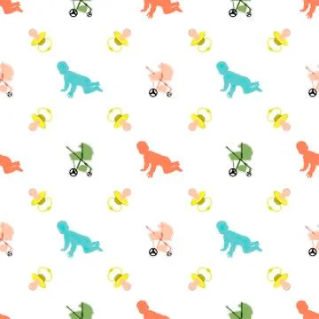 Seamless pattern with baby Stock Illustration