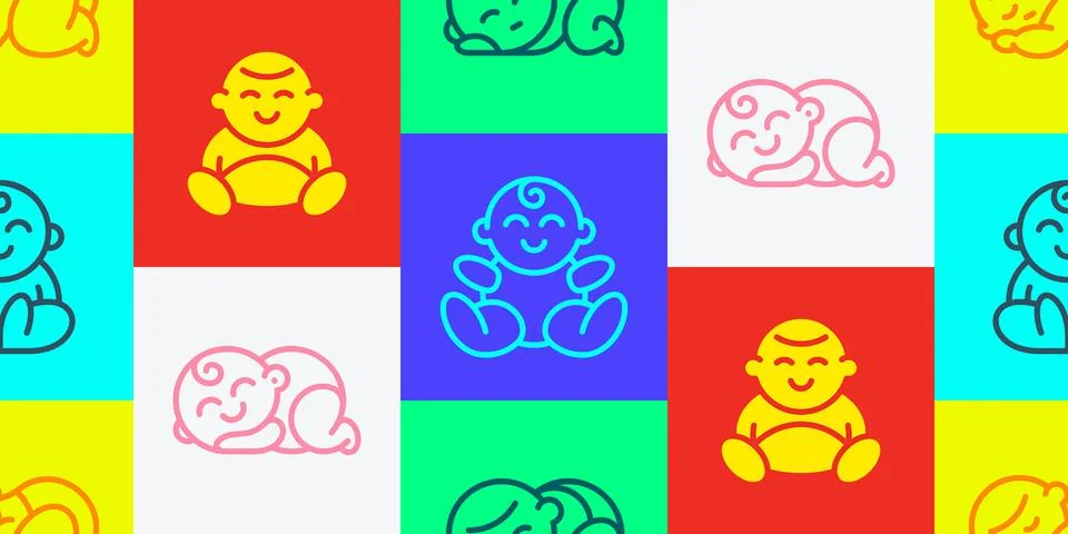 Seamless pattern with Baby Stock Illustration