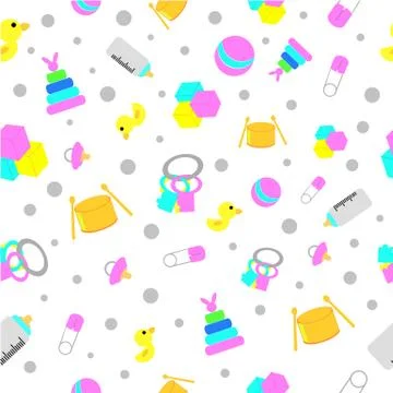 Seamless Pattern Baby Stuff for Background, Paper Wrap, Banner, curtain, etc イラスト素材