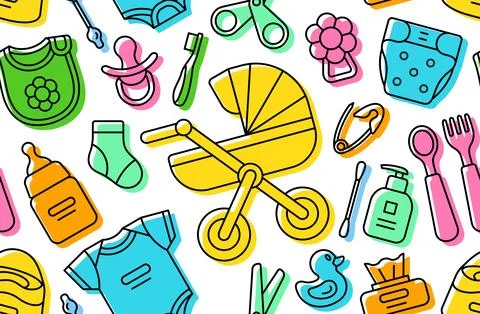 Seamless pattern with Baby things Stock Illustration
