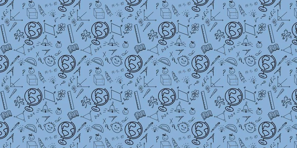 Seamless pattern. Back to school concept. Creative hand drawn educational sketch Stock Photos