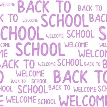 Seamless pattern of back to school words quotes. Stock Illustration