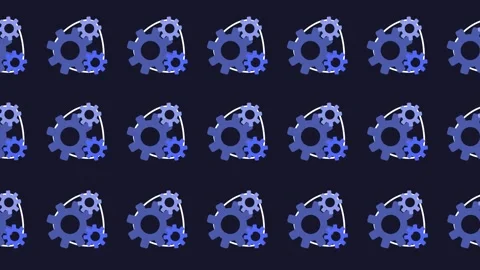 Seamless pattern backdrop of interlocked gear icons in tile background animation Stock Footage 322115984