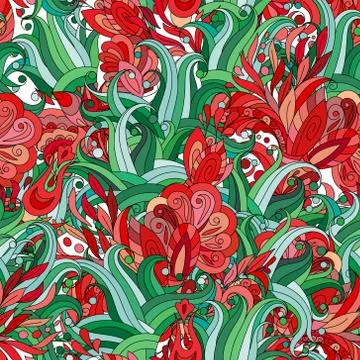 Seamless pattern background with abstract ornaments. Hand draw illustration Stock Illustration