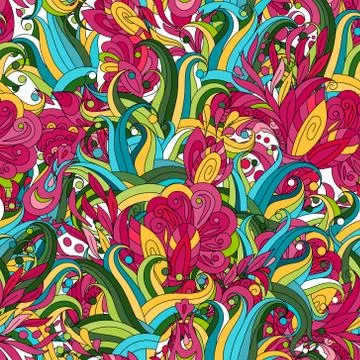 Seamless pattern background with abstract ornaments. Hand draw illustration Stock Illustration