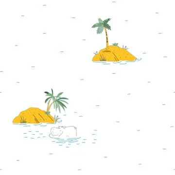 Seamless pattern background with African funny childish animals. Stock Illustration