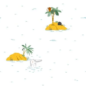 Seamless pattern background with African funny childish animals. Illustrazione stock