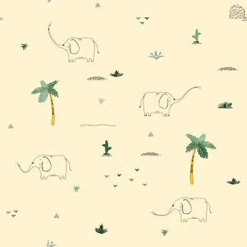 Seamless pattern background with African funny childish animals. Stock Illustration