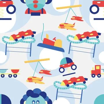 Seamless pattern background with amusement park icons Vector Stock Illustration