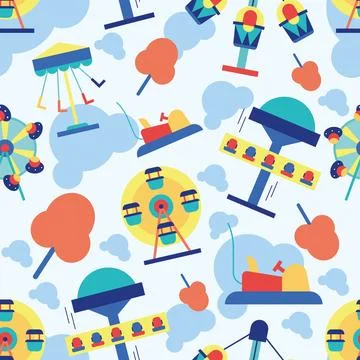Seamless pattern background with amusement park icons Vector Stock Illustration