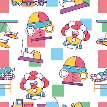 Seamless pattern background with amusement park icons Vector Stock Illustration