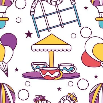Seamless pattern background with amusement park icons Vector 스톡 일러스트