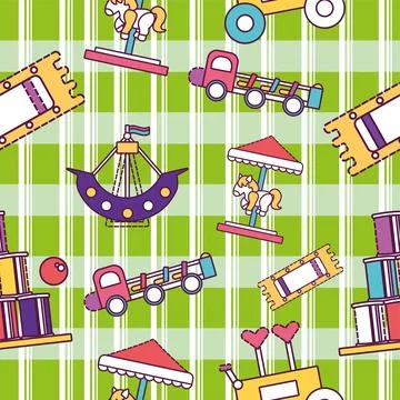 Seamless pattern background with amusement park icons Vector Stock Illustration