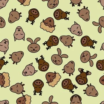 Seamless pattern background animal. Wildlife vector. Deer, sheep, wolf. Fabri イラスト素材