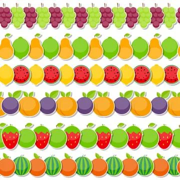 Seamless Pattern Background from Apple, Orange, Plum, Cherry 스톡 일러스트