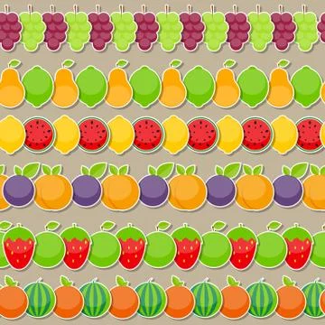 Seamless Pattern Background from Apple, Orange, Plum, Cherry Stock Illustration