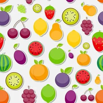 Seamless Pattern Background from Apple, Orange, Plum, Cherry Illustrazione stock