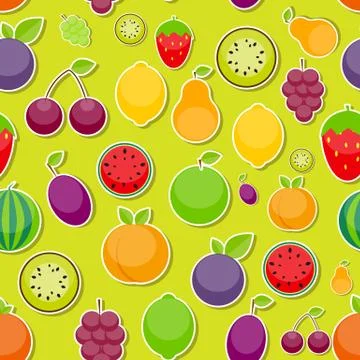 Seamless Pattern Background from Apple, Orange, Plum, Cherry イラスト素材