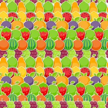 Seamless Pattern Background from Apple, Orange, Plum, Cherry Illustrazione stock